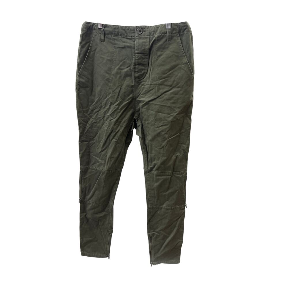One Teaspoon Sz Small Khaki Olive Green High Rise Tapered Zip Hem Chino Pants